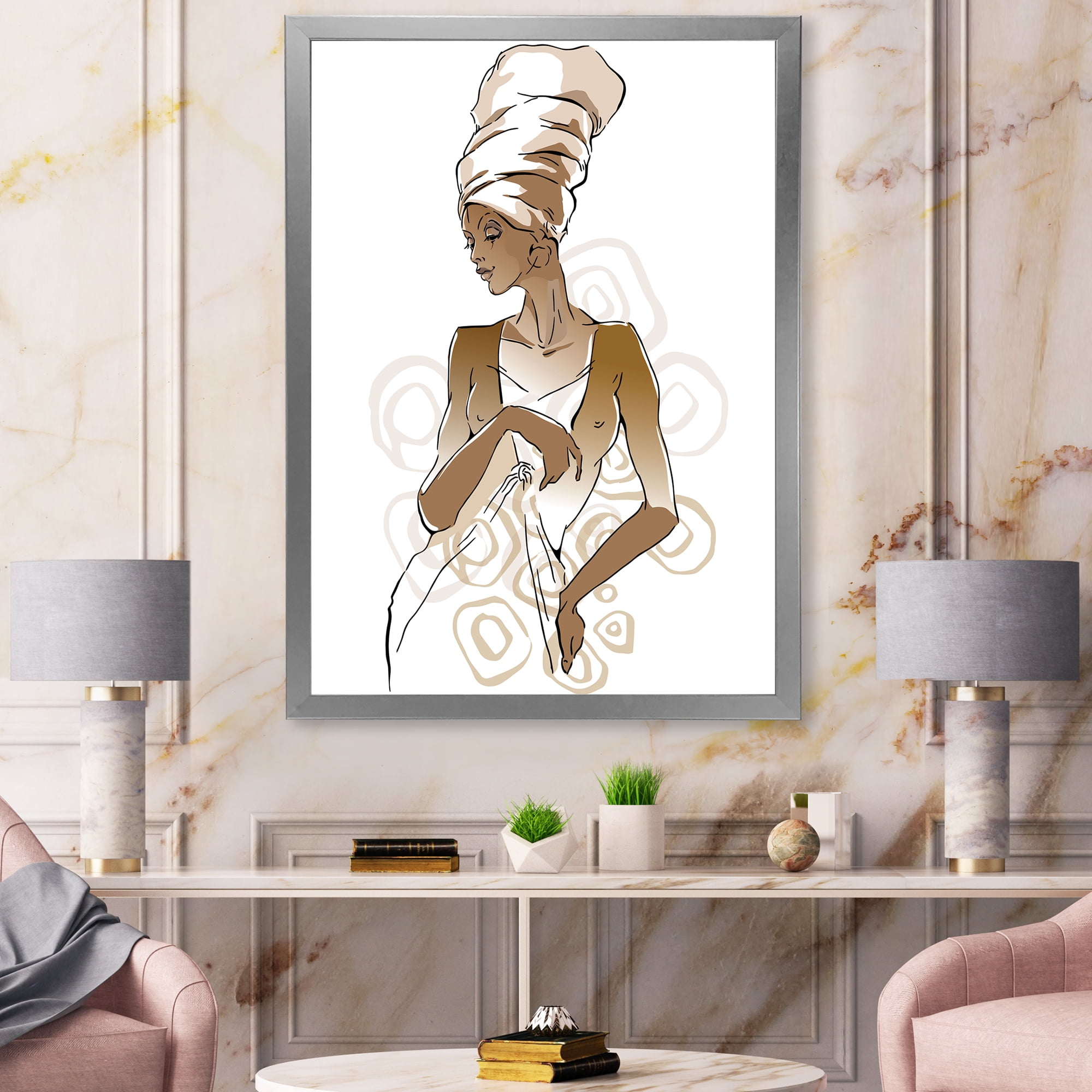 Designart 'Abstract African American Woman Portraits' Modern Framed Art Print