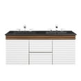 thumbnail image 2 of Modway Render 48" Wood Wall-Mount Bathroom Vanity in White/Walnut/Black, 2 of 4