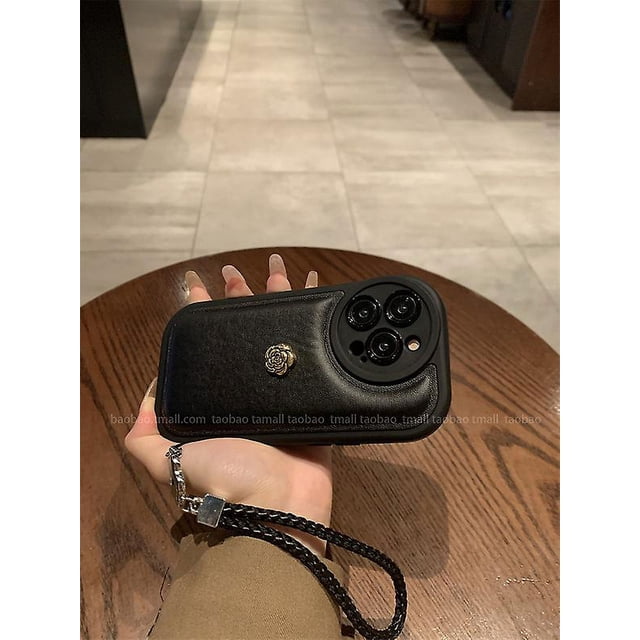 Funda para teléfono móvil Piel de cordero Camelia Adecuada para teléfono móvil Apple Funda protectora contra el viento pequeña y fragante con todo incluido Cuero Cinturón sensorial de alta gama
