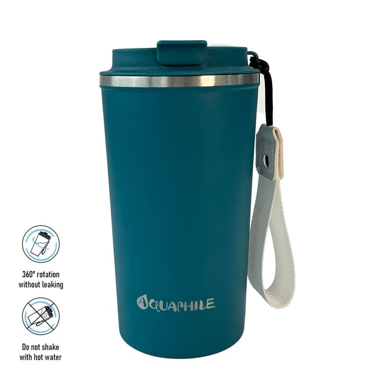 Aquaphile 17 oz Insulated Travel Coffee Mug with Strap, Blue photo 1