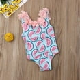 thumbnail image 4 of Infant Baby Girl Watermelon Swimsuit Floral Neck Bikini Suit One Piece Beachwear, 4 of 6