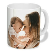 Customizable White Photo Mug with Designs, 11 oz
