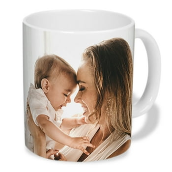 Customizable White Photo Mug with Designs, 11 oz