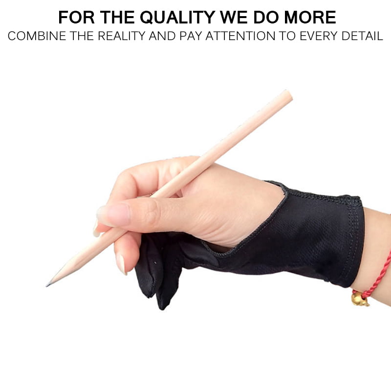 Udiyo 1 Pcs Drawing Gloves Breathable Prevent Mess Up Anti-mistouch Function Artist Gloves Stretchy Soft Fabric Protect Screen with Two Finger Three