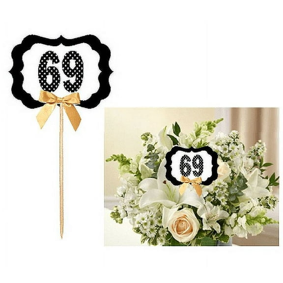 69th Birthday / Anniversary Table Decoration Party Centerpiece Pick - Set of 6