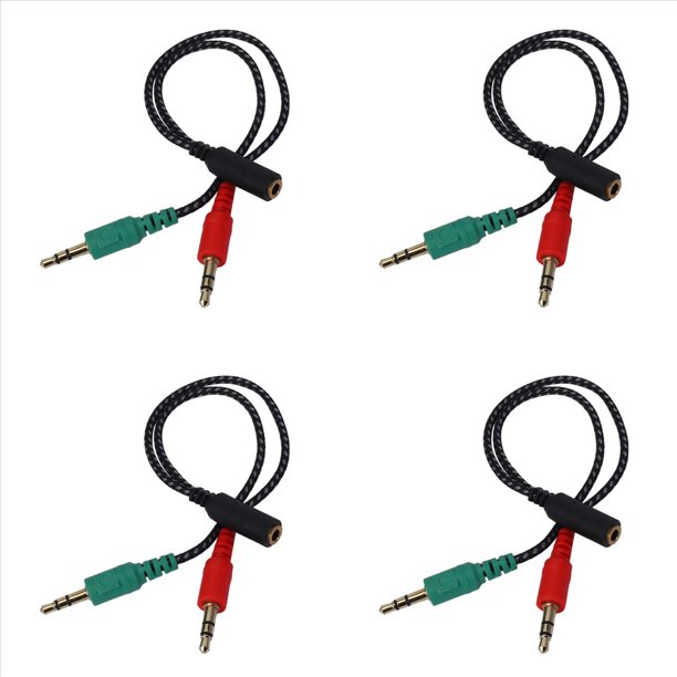 4X Divisor de Auriculares para Computadora, Adaptador de Auriculares para PC Audio y Microfono, 3.5 mm Hembra A Dual 3.5 mm Macho
