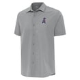 thumbnail image 2 of Men's Antigua Gray Los Angeles Angels Activate Stars and Stripes Team Logo Short Sleeve Button-Up Shirt, 2 of 3