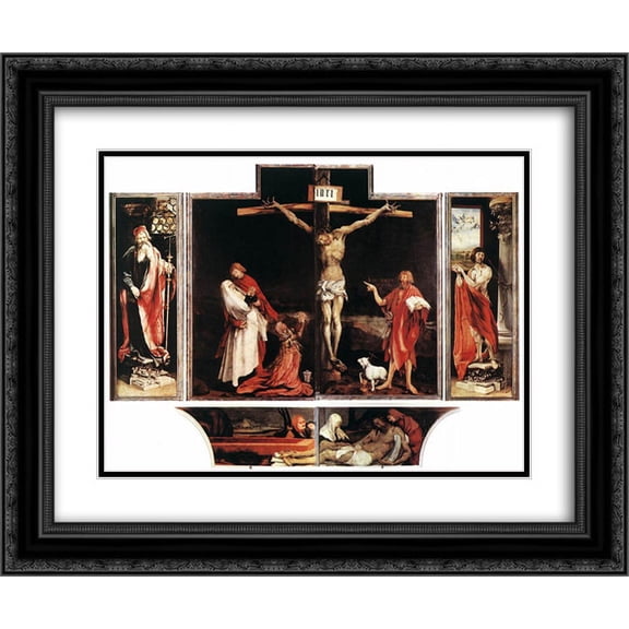 Matthias Grunewald 2x Matted 24x20 Black Ornate Framed Art Print 'Isenheim Altarpiece (first view)'