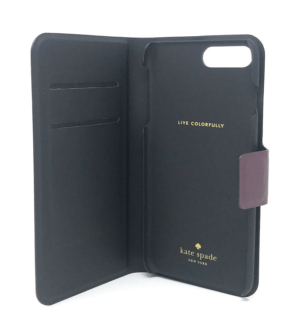 Kate Spade New York Leather Wrap Folio Case for iPhone 8 Plus/iPhone 7  Plus, Deep Plum 