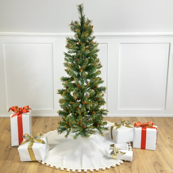 Northlight 4.5' Pre-Lit Yorkville Pine Pencil Artificial Christmas Tree - Multicolored Lights