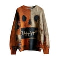 thumbnail image 6 of Kopltyrfg Halloween Sweater Men Patchwork Vintage Spooky Pumpkin Face Sweatshirt Stitched Print Winter Pullover Funny Holiday Costumes Orange 2XL, 6 of 6