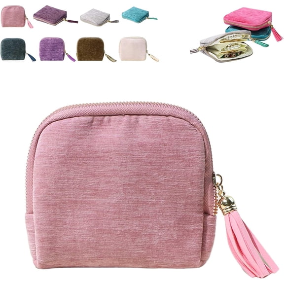 Chenille Jewelry Travel Case, Jewelry Zippered Pocket Case Travel Jewelry Bag Portable Organizer, Multi-layer Storage For Earring Necklace Ring Bracelet For Trip