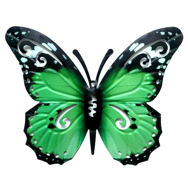 Decoración de pared de mariposa de Metal, escultura artística de pared de vidrio para exteriores, cielo, decoración de jardín, hogar y jardín