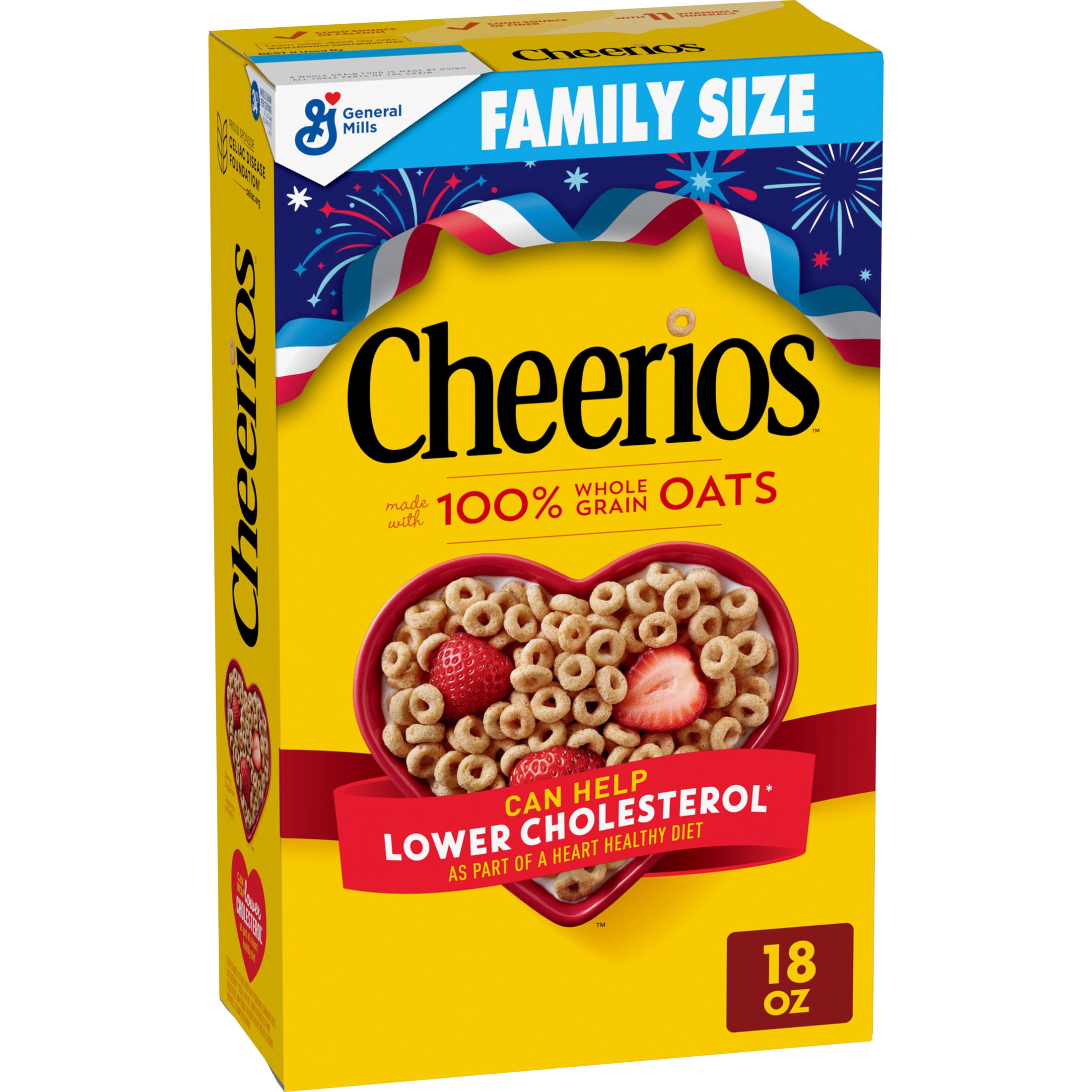 (10 pack) Cheerios, Heart Healthy Gluten Free Breakfast Cereal, Family Size, 18 oz
