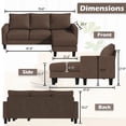thumbnail image 2 of Vineego Convertible Sectional Sofa Couch, 3 Seat L-Shaped Sofa,Brown, 2 of 2