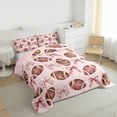 thumbnail image 3 of Castle Fairy Boys Girls Football Print 3 Pieces Queen Comforter Set,Kawaii Pink Ribbon Bow Ultra Soft Bedding Sets,Sport Rugby Gamer Bedding Comforter Set Breathable,Super Cozy Room Decor,Reversible, 3 of 8