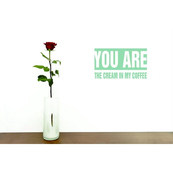 Coffee Cups Wall Decal Vinyl Stickers You Are The Cream In My Coffee Food Removable Coffee Art DIY quote for Bedroom Living Room Home Window Door Decoration - Size: 22 In x 43 In