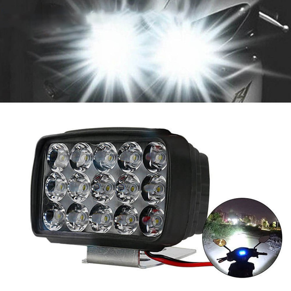 Motorcycle Headlight 15 LED Driving Spot Light Fog White Motorbike ATV UTV Truck