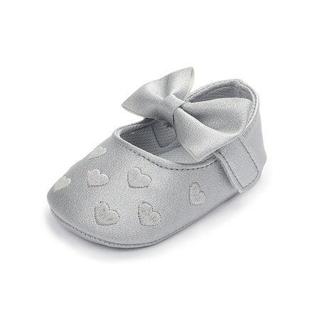 

Eloshman Infant Flats First Walker Princess Shoe Magic Tape Mary Jane Photography Cute Embroidered Casual Shoes Lightweight Loafers Silver 6C
