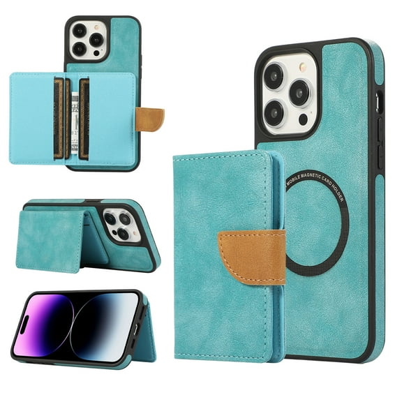 Nalacover for iPhone 14 Pro Max Magnetic 2 in 1 Detachable Leather Wallet Case, Compatible with MagSafe Wireless Charging,Shockproof Credit Card Slots Kickstand Phone Case for iPhone 14 Pro Max,Green