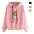 thumbnail image 1 of Moda Mujer Sudadera Con Capucha Sudaderas Corazón Dedo, 1 of 8