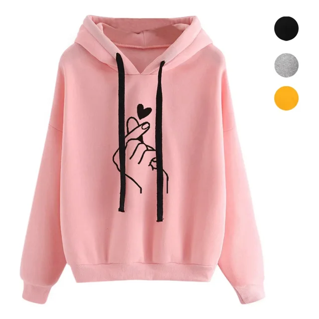 Moda Mujer Sudadera Con Capucha Sudaderas Corazón Dedo