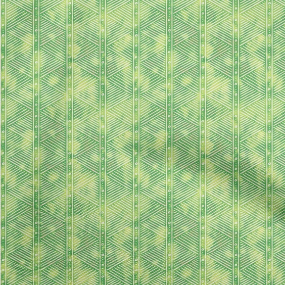 oneOone Polyester Spandex Green Fabric Geometric Lines Dress Material Fabric Print Fabric By The Yard 56 Inch Wide