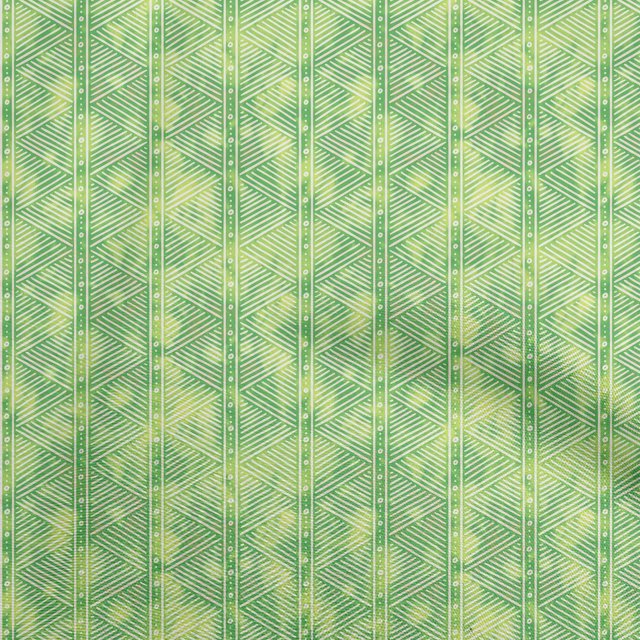 oneOone Cotton Flex Green Fabric Geometric Lines Craft Projects Decor Fabric Printed By The Yard 40 Inch Wide