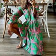 thumbnail image 3 of CNKOO Femmes d'Été Robe à Col en V Manches Évasées Florale Robe de Soirée (Vert XS), 3 of 7