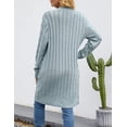 thumbnail image 5 of Womens Long Sleeve Cable Knit Long Cardigan Open Front Button Sweater Outerwear, 5 of 6