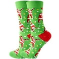 thumbnail image 2 of Christmas Socks Cartoon Dance Santa Snowman Mid Calf Socks Tree Warm Cozy Funky Comfortable Colorful Novelty Womens Crew Socks GN1, 2 of 4