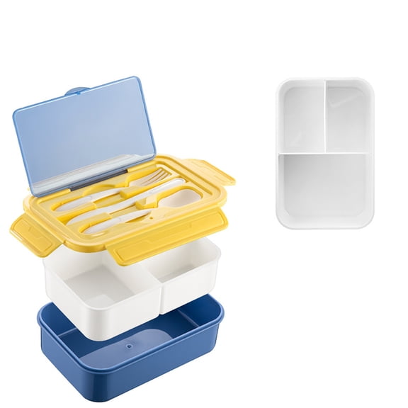 Bento Boxes for Adults, 1100 ML Bento Lunch Box With Spoon & Fork, Lunch Box Containers, Bento Box for Dining Out, Work, Picnic, BPA-Free, Microwave & Dishwasher Safe(Upgraded version)