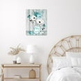 thumbnail image 5 of Farmhouse Teal Floral Canvas Wall Art Blue and White Daisy Flower and Butterfly on Retro Wood Pictures Wall Decor Nature Plant Framed Wall Art for Bathroom Living Room Bedroom,16L X 12W inches, 5 of 6