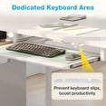 thumbnail image 4 of 55 Inch Office Desk with Power Outlet and Adjustable Monitor Stand, Computer Desk with Fabric Drawer and Keyboard Tray, Gaming Desk with LED Light & PC Stand, Table for Bedroom with USB Ports, White, 4 of 9