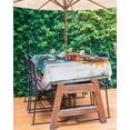 thumbnail image 3 of nqOlkjepod Sunflower Outdoor Tablecloth with Umbrella Hole & Zipper, Pastoral Pastel Yellow Floral Rustic Wood Plank Rectangle Table Cover 60x84 Inch, Waterproof Table Cloth Protector for Patio, 3 of 7