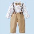 thumbnail image 2 of zuwimk Baby Boy Suit Toddler Formal Outfit Kids 3 Piece Vest Gentleman Clothes Long Sleeve Shirt and Pants Set(3-4 Years,Khaki), 2 of 8