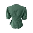thumbnail image 4 of Ytndtr Women's Fashion Casual Solid Color V-Neck Buttoned puff sleeves Top, 4 of 7