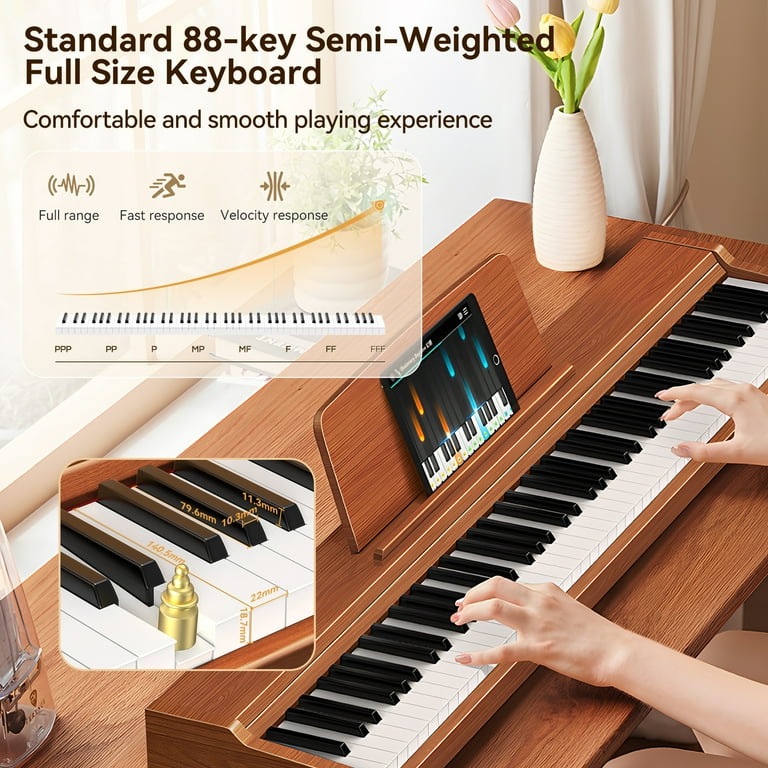 Terence 88-Key Digital Piano, Semi-Weighted Keyboard, Bluetooth