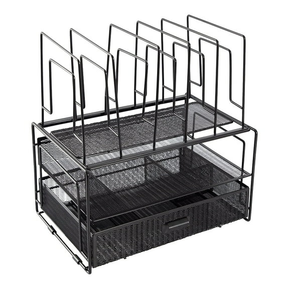 Blu Monaco Monte Desk Organizer with File Sorters and Drawer - Black