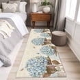 thumbnail image 4 of Blue Hydrangea 2'x6' Runner Rugs for Hallway Kitchen Bedside Non Slip, Spring Floral Leaves Butterfly Vintage Beige Entryway Rug Runners with Rubber Backing, Long Carpet Runner for Laundry Room, 4 of 8