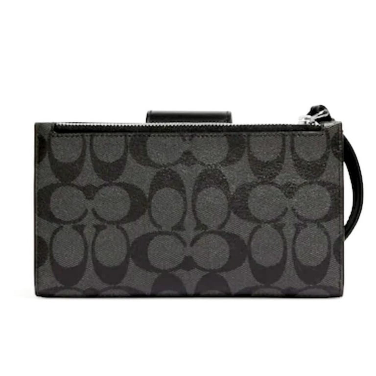 Coach Women s Tech Phone Wallet in Colorblock Signature Canvas SV Graphite Black