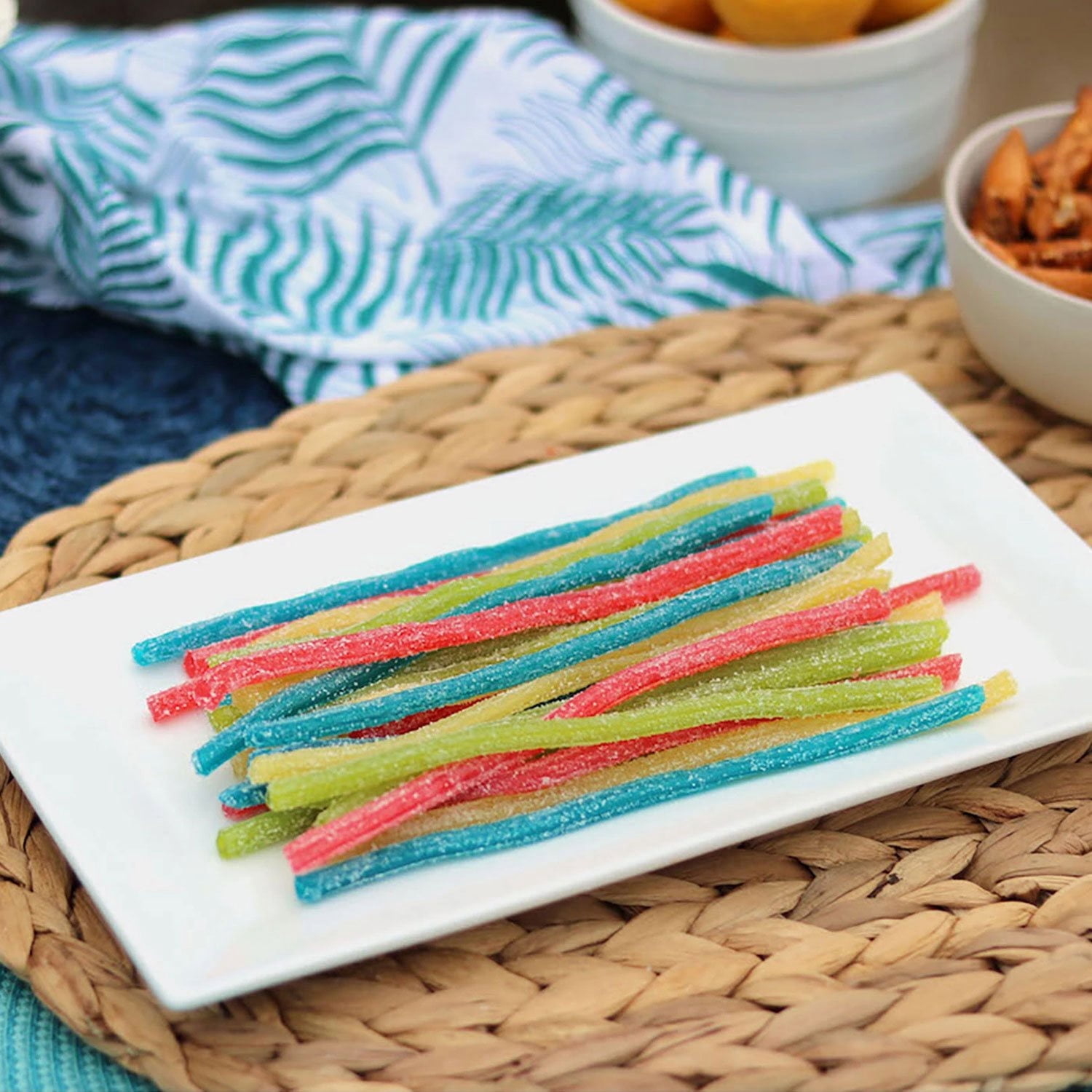 SOUR PUNCH Rainbow Straws, Chewy Candy, 2 oz., 24 ct with bowl by OMA