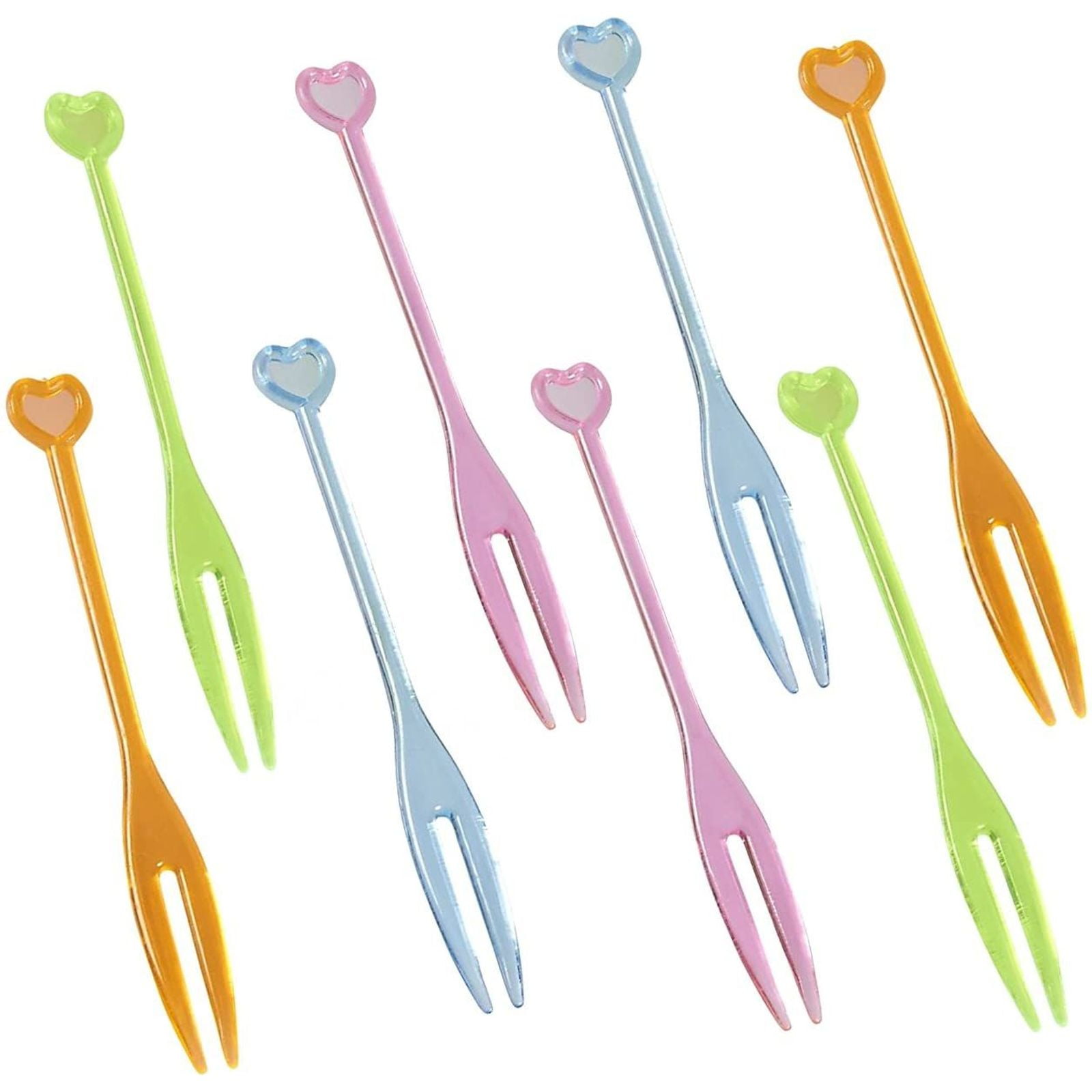 Plastic Cocktail Picks 500 Pieces of Disposable Fruit Forks Party Supplies for Dessert Heart Shape Appetizer and Drinks in 4 Assorted Colors 