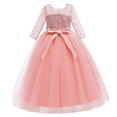 thumbnail image 4 of OBEEII Kids Girls Formal Party Dress 3/4 Sleeve Full Length Princess Dresses Girls Birthday Party Dress 120 Pink, 4 of 5
