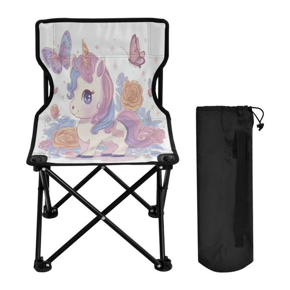 600D Oxford Camping Chair Portable Foldable Chair Supports 220 lbs for Picnic, Fishing, Backpacking Pastel Colors Unicorn