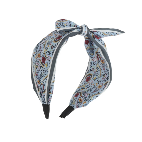 Vocoste 1 Pc Wide Tie Paisley Bow Headbands for Women Blue