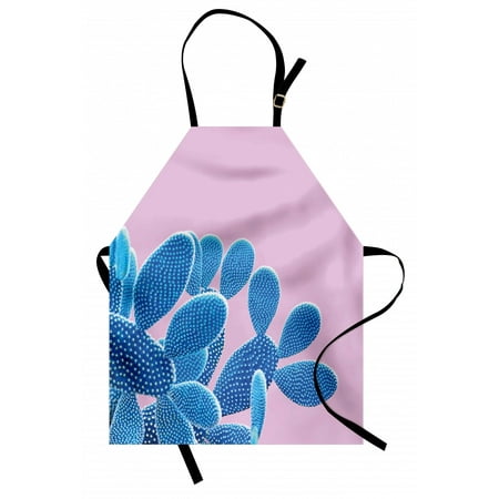 

Summer Pink Apron Modern Style Cactus Plant Design Summer Season Nature Illustration Art Print Unisex Kitchen Bib with Adjustable Neck for Cooking Gardening Adult Size Azure Blue by Ambesonne