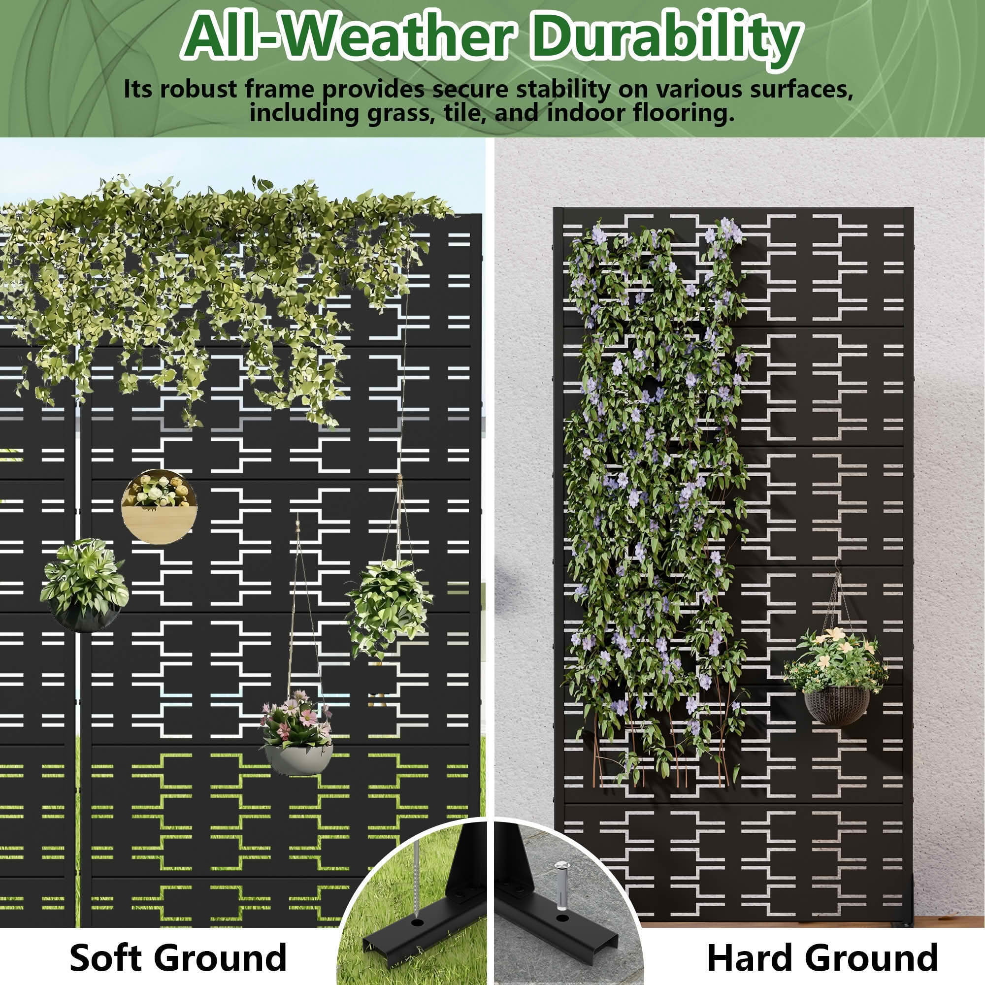 MAYEERTY 72x35 Black Double-sided Outdoor Natural Privacy Panel Screen, 6 Piece Set Natural Folding Divider for Backyard and Garden