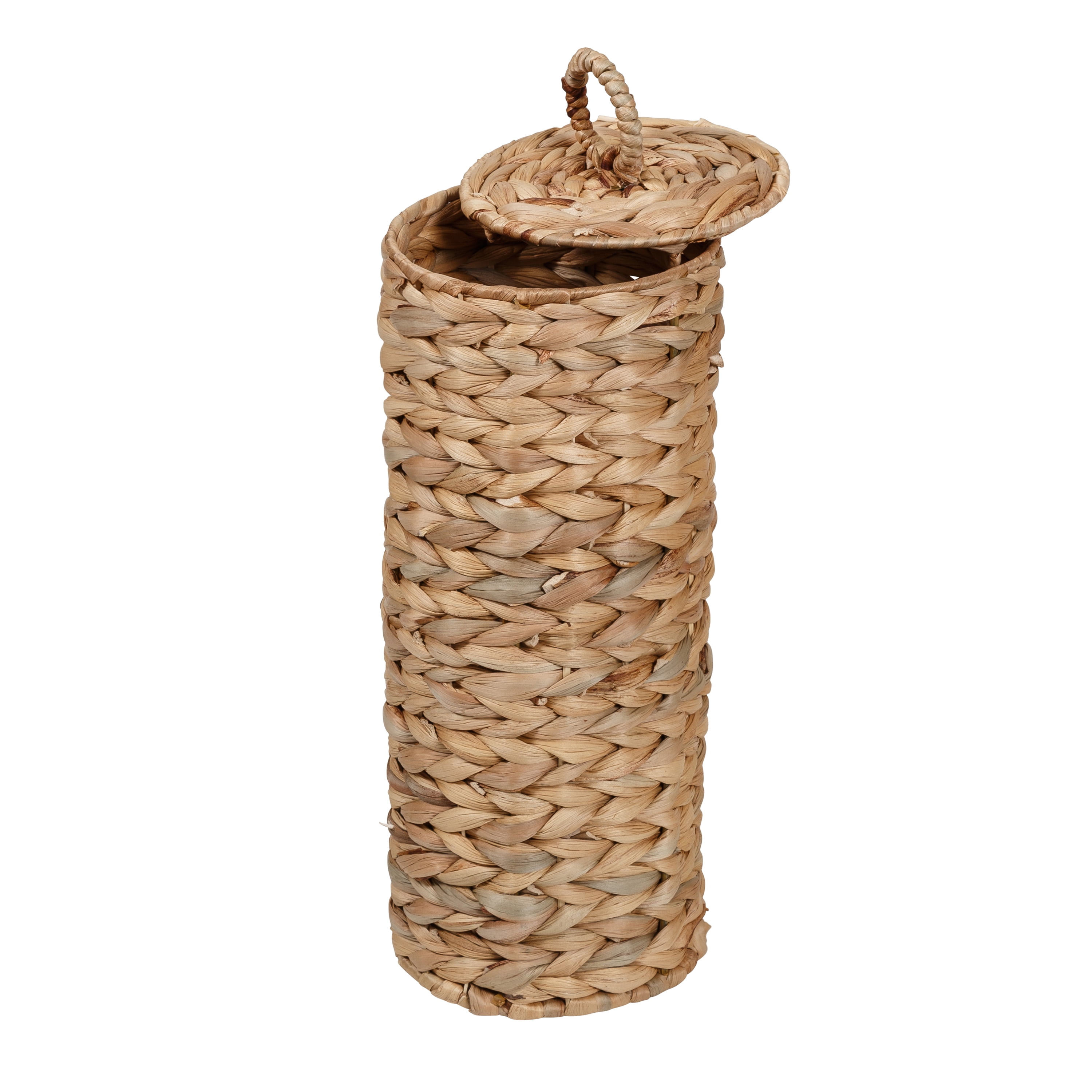Honey-Can-Do Water Hyacinth Wicker Laundry Hamper and Bath Storage Basket Set of 7, Natural/White