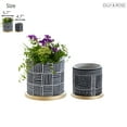 thumbnail image 3 of Olly & Rose Designer Black Plant Pots Set 2 with Gold Saucers Ceramic Planters Indoor Outdoor, 3 of 6